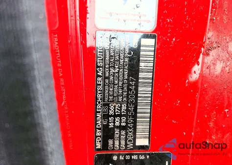 2004 Mercedes-Benz Slk 230 Kompressor z USA, uszkodzony, nr VIN WDBKK49F54F305447